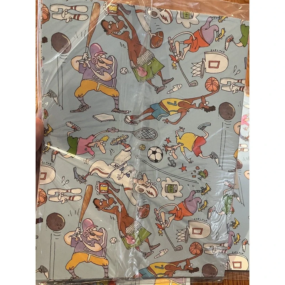 Vtg Birthday Celebration Gift Wrap Art‎ By Skelton Sports Celebrations By Gibson